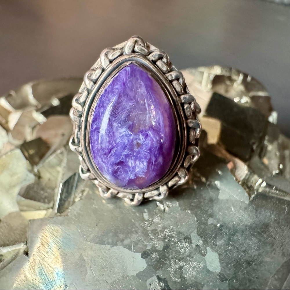 Teardrop, Charoite Ring